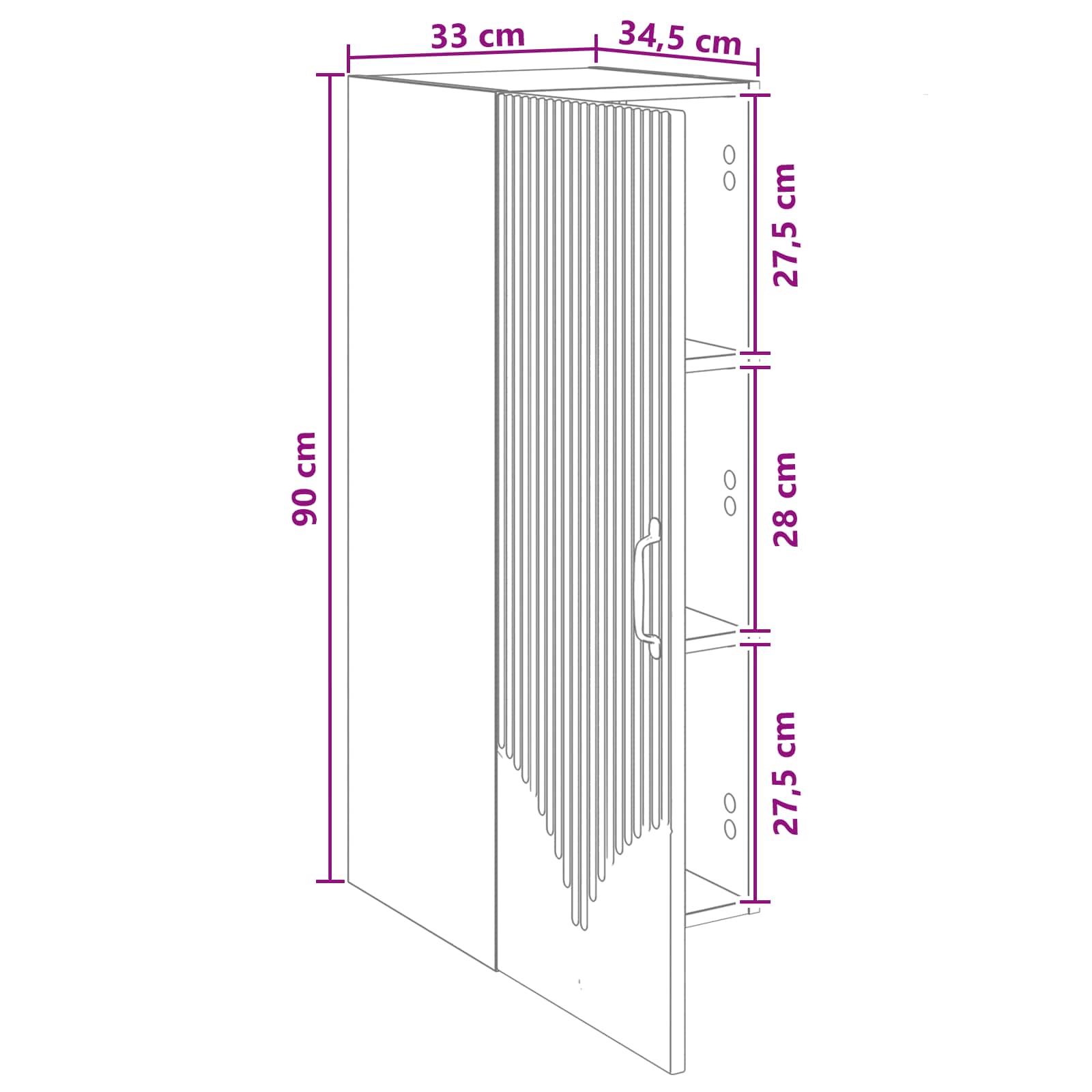vidaXL Szafka ścienna 33 x 34,5 x 90 cm Drewno inżynieryjne