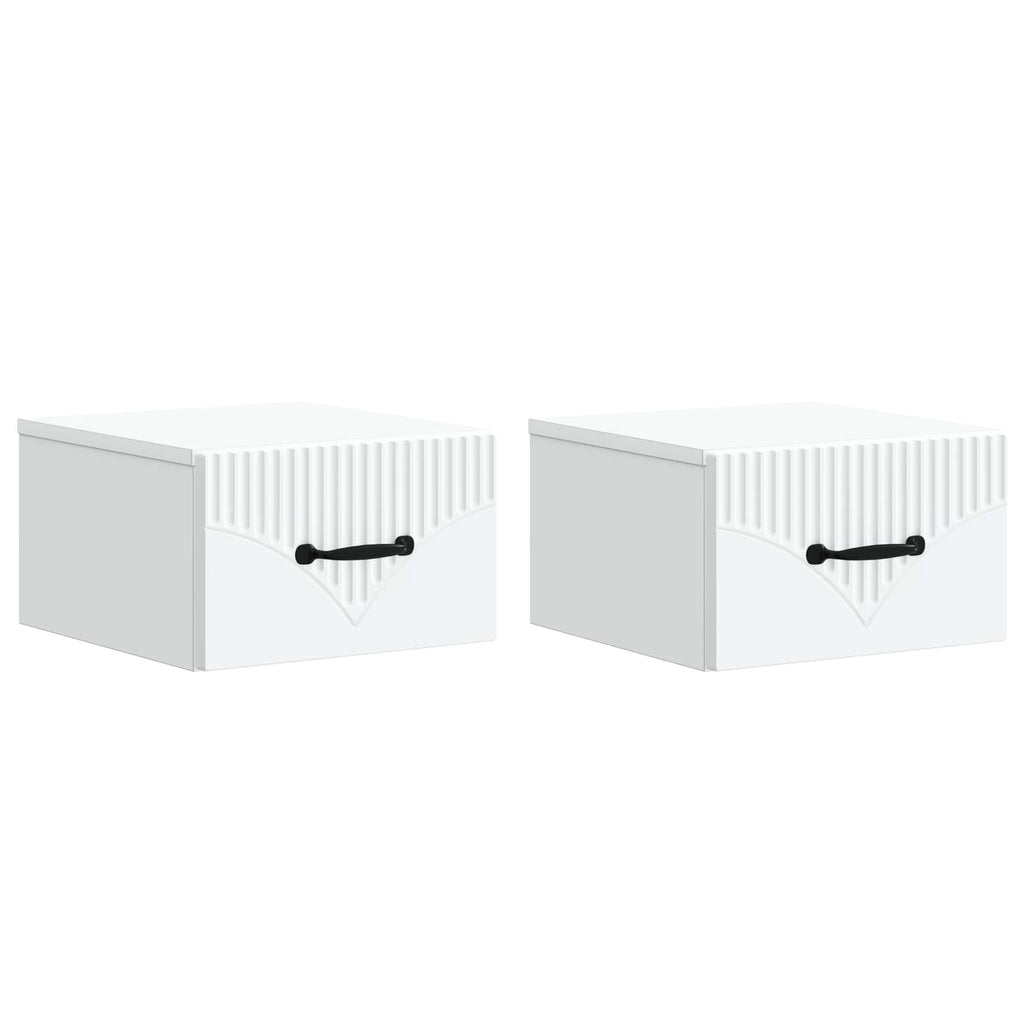 vidaXL Wisząca Szafka Nocna z szufladą 2 pcs Biały 34,5 x 33 x 20 cm