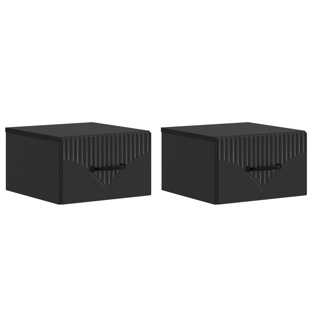 vidaXL Wisząca Szafka Nocna z szufladą 2 pcs Czarny 34,5 x 33 x 20 cm