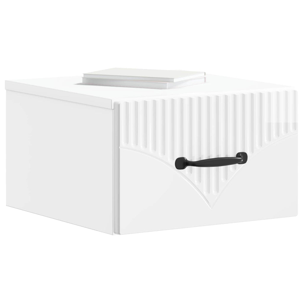 vidaXL Wisząca Szafka Nocna z szufladą 2 pcs Biały wysoki połysk
