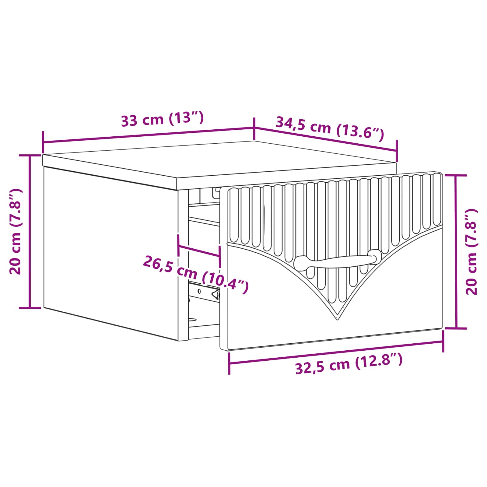 vidaXL Wisząca Szafka Nocna 2 pcs Szary Sonoma 34,5 x 33 x 20 cm