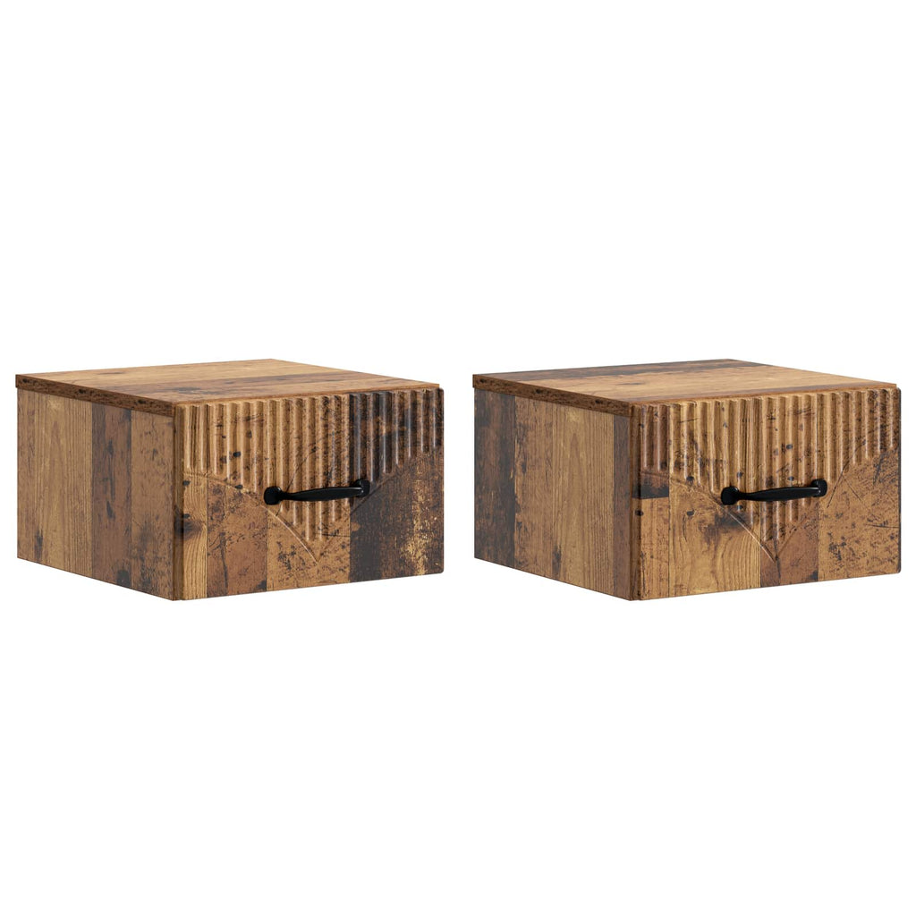 vidaXL Wisząca Szafka Nocna 2 pcs Stare drewno 34,5 x 33 x 20 cm