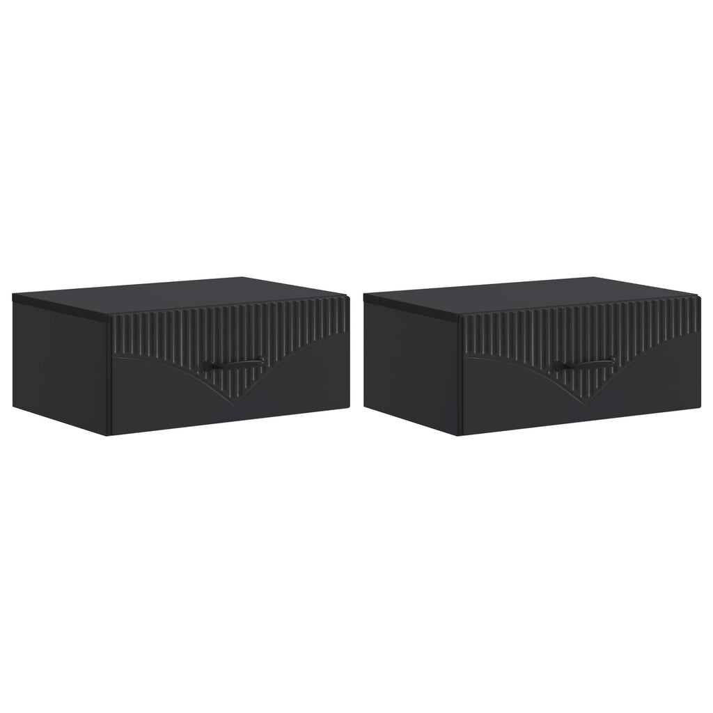 vidaXL Wisząca Szafka Nocna z szufladą 2 pcs Czarny 49 x 34,5 x 20 cm