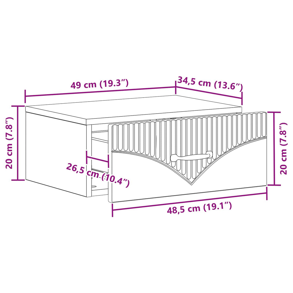 vidaXL Wisząca Szafka Nocna Biały wysoki połysk 49 x 34,5 x 20 cm