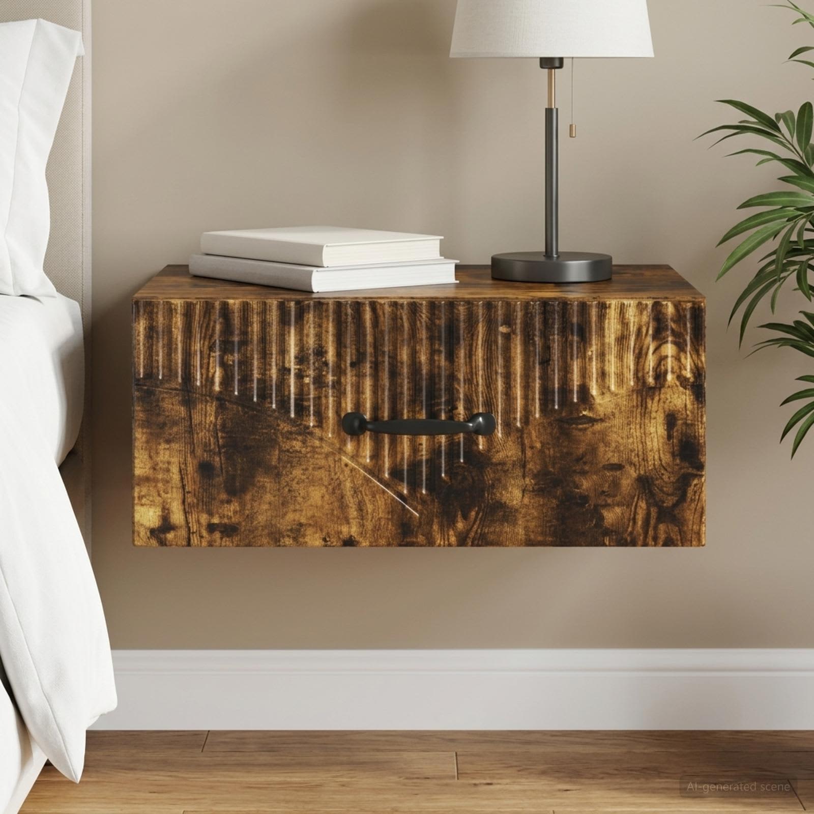 vidaXL Wisząca Szafka Nocna z szufladą Dąb wędzony 49 x 34,5 x 20 cm