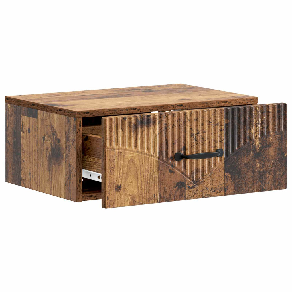 vidaXL Wisząca Szafka Nocna z szufladą Stare drewno 49 x 34,5 x 20 cm