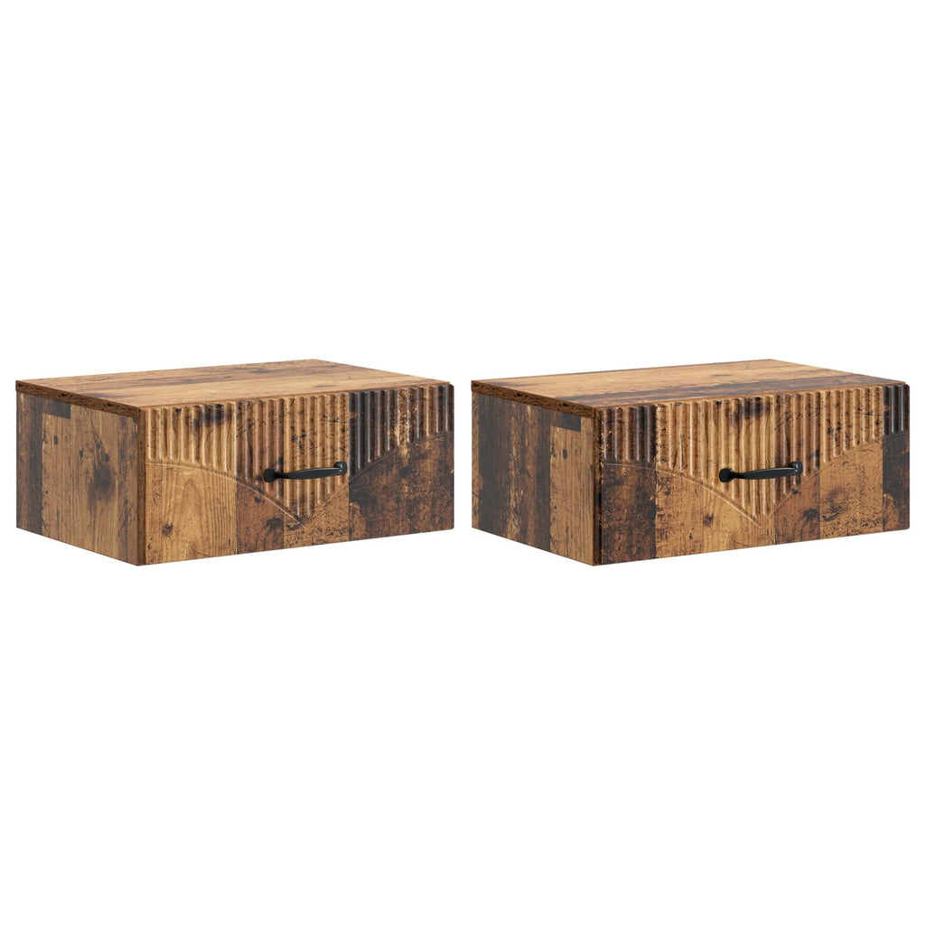 vidaXL Wisząca Szafka Nocna 2 pcs Stare drewno 49 x 34,5 x 20 cm