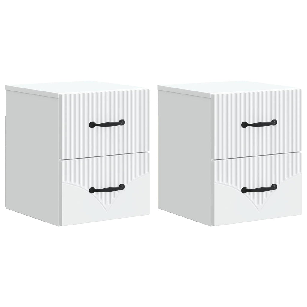 vidaXL Wisząca Szafka Nocna z szufladą 2 pcs Biały 34,5 x 33 x 40 cm