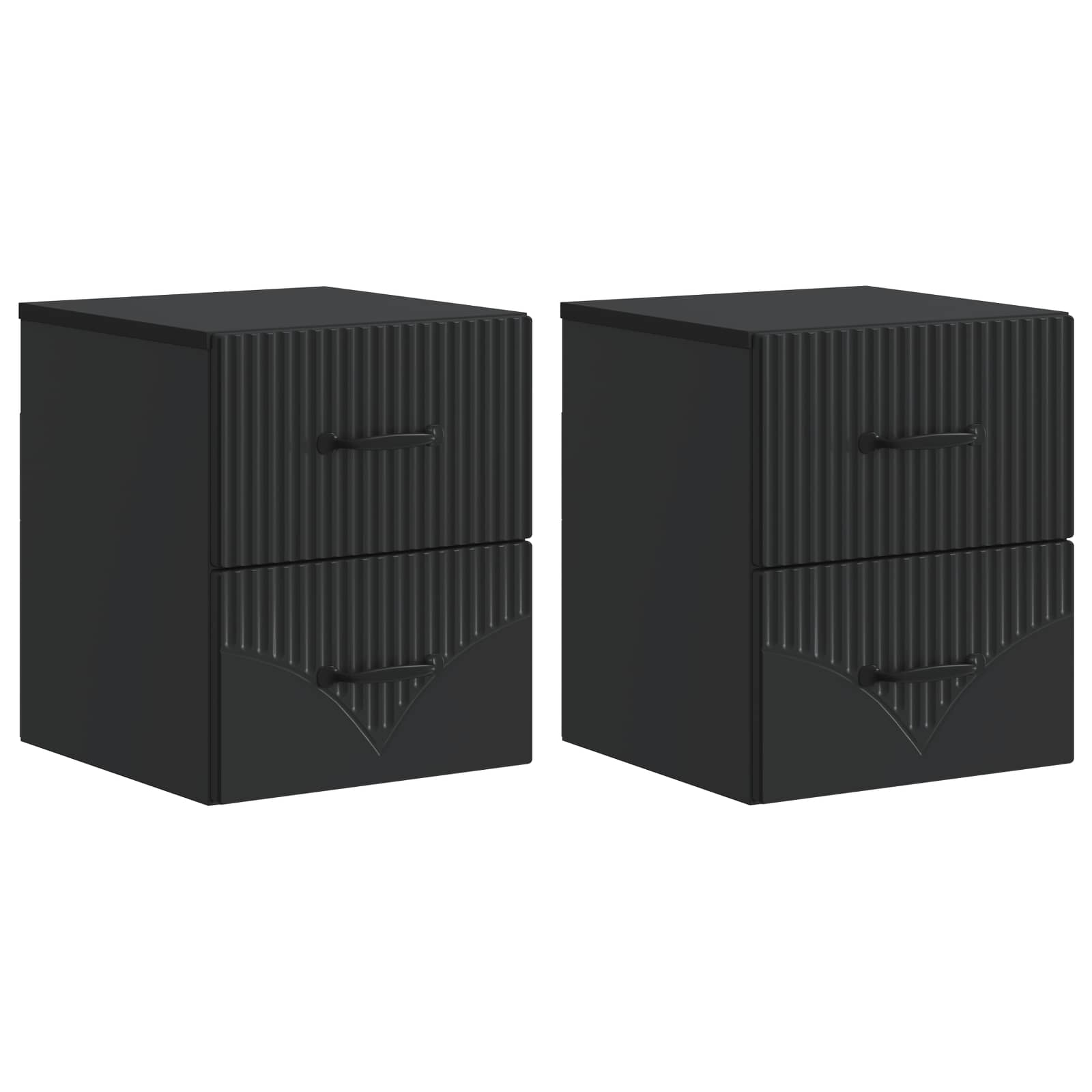 vidaXL Wisząca Szafka Nocna z szufladą 2 pcs Czarny 34,5 x 33 x 40 cm