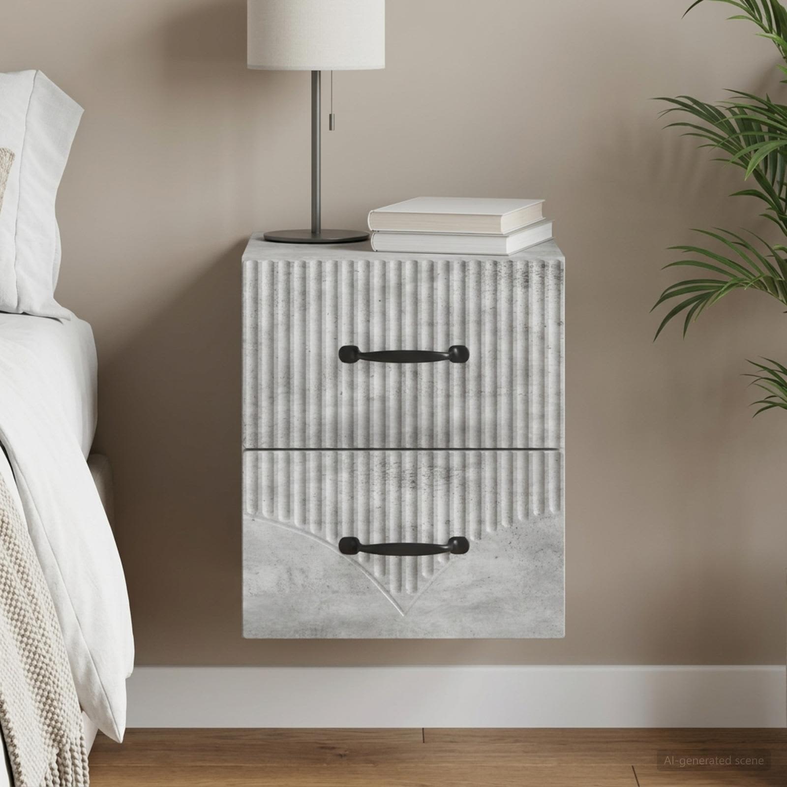 vidaXL Wisząca Szafka Nocna Betonowy szary 34,5 x 33 x 40 cm