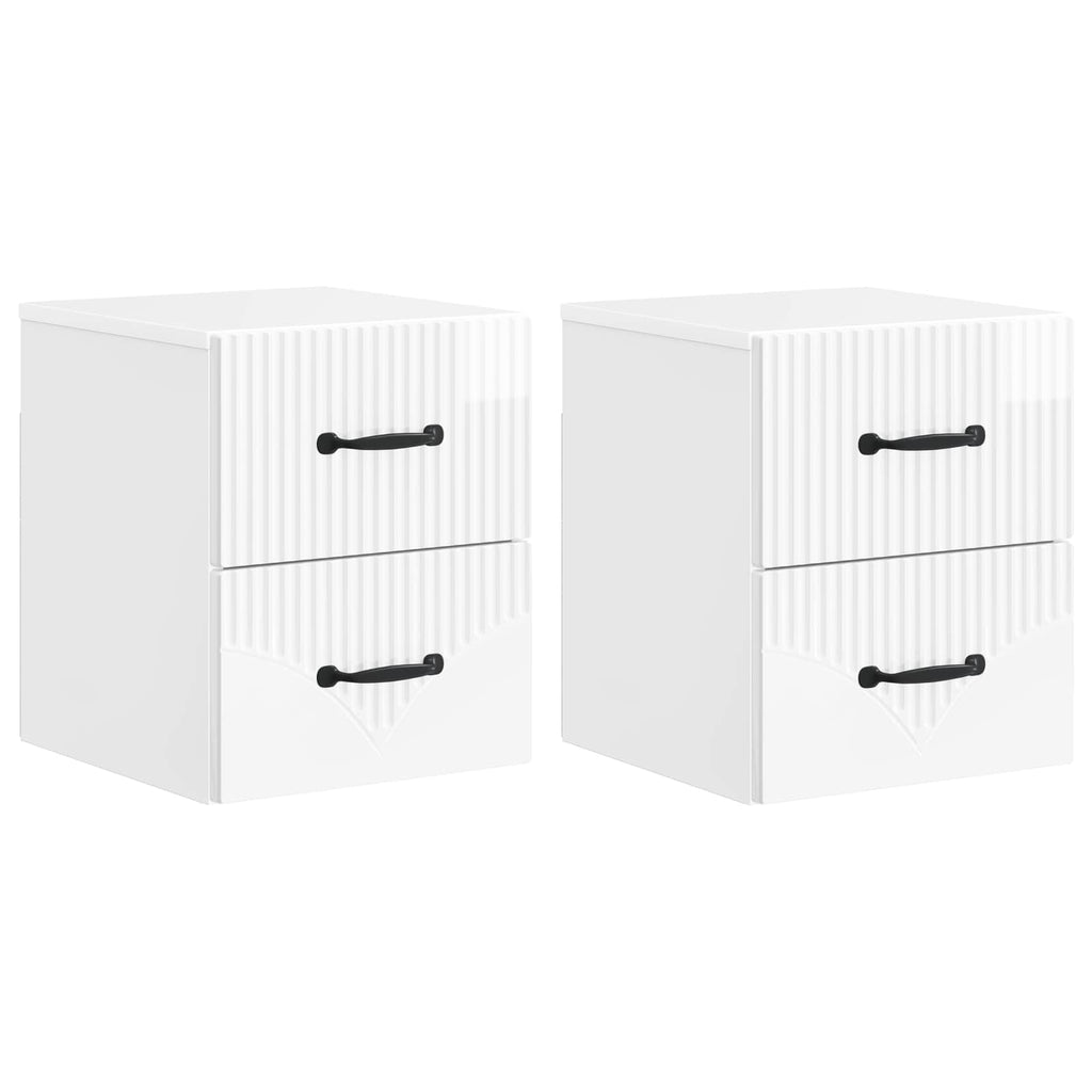vidaXL Wisząca Szafka Nocna z szufladą 2 pcs Biały wysoki połysk