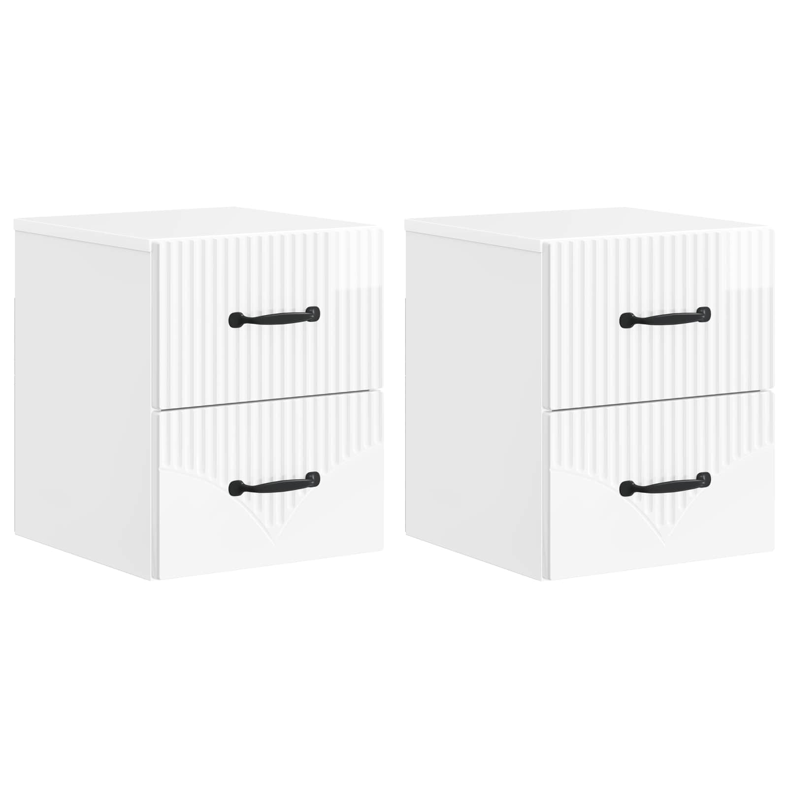 vidaXL Wisząca Szafka Nocna z szufladą 2 pcs Biały wysoki połysk