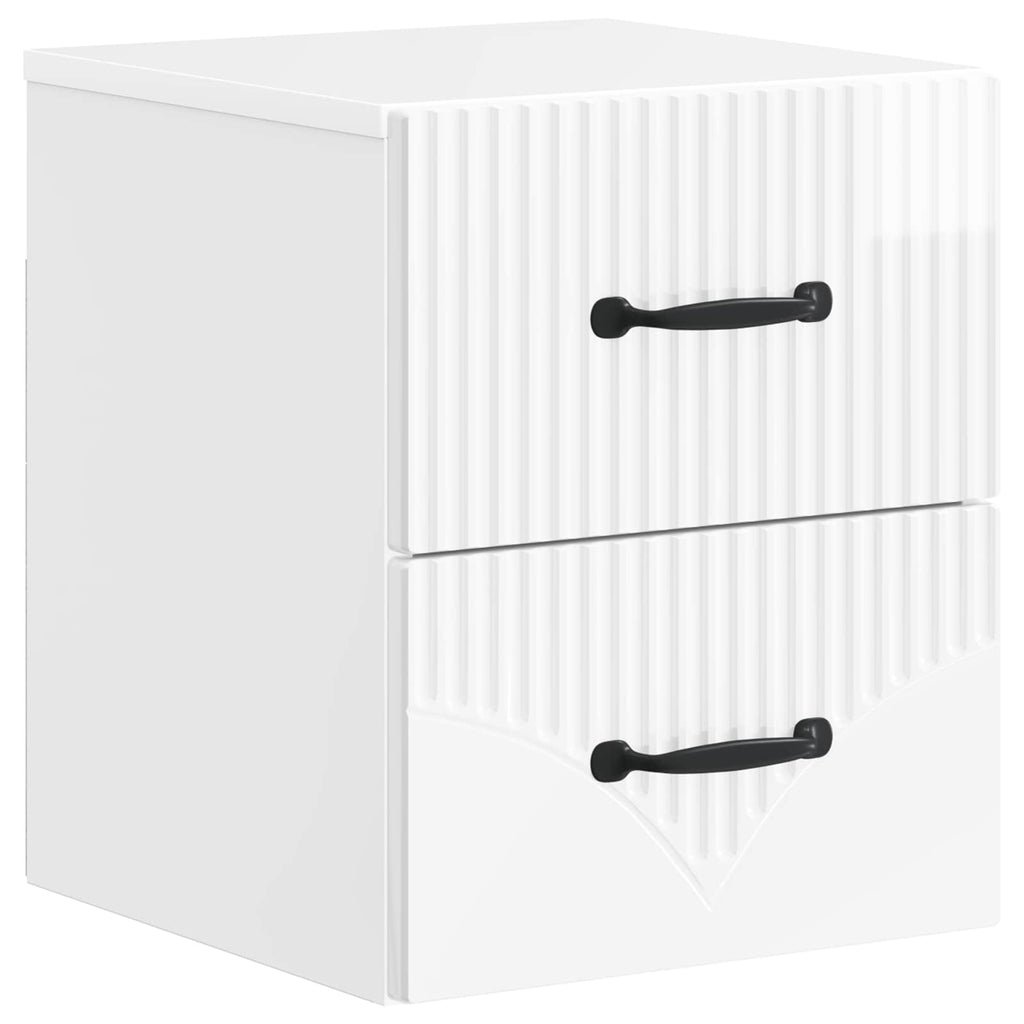 vidaXL Wisząca Szafka Nocna z szufladą 2 pcs Biały wysoki połysk
