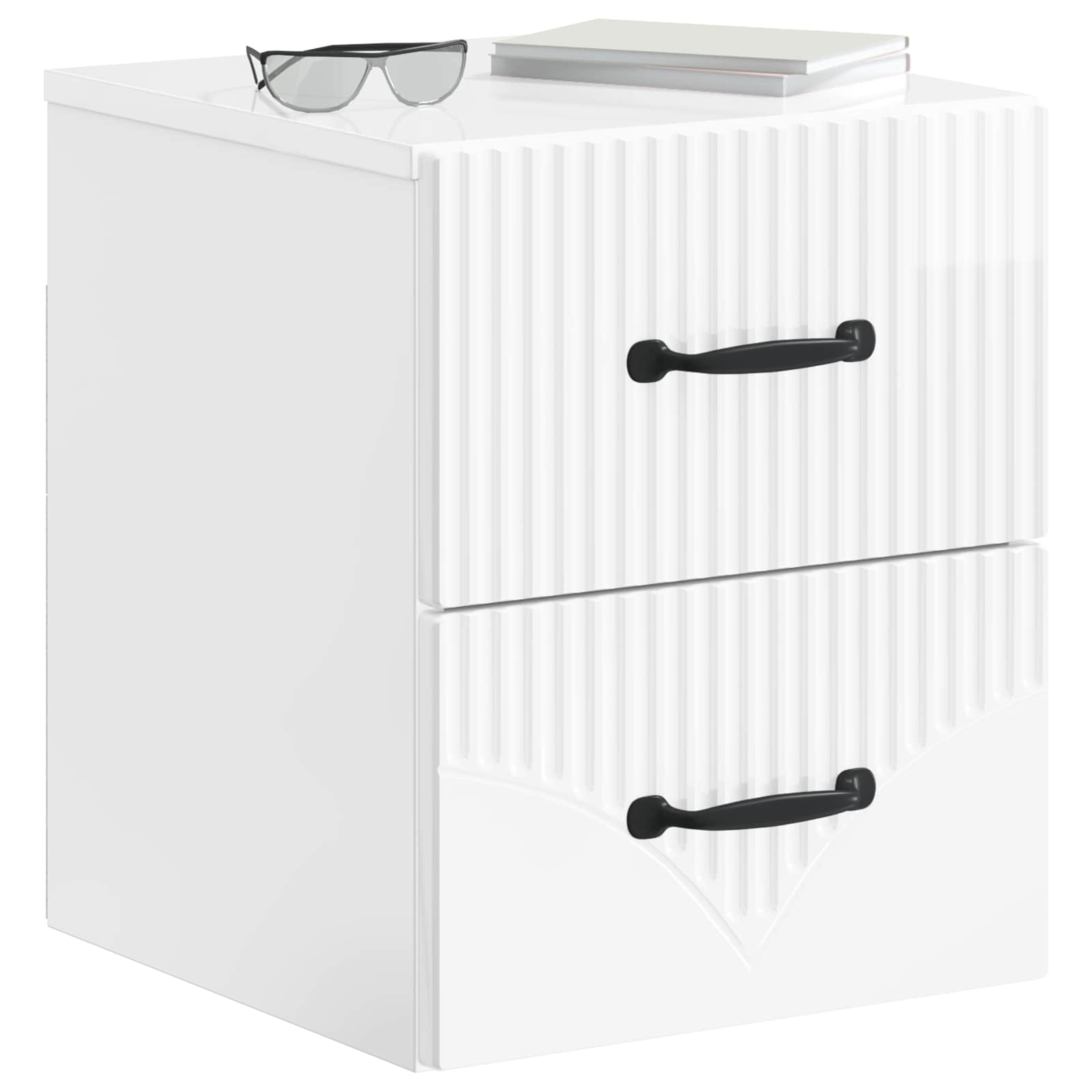 vidaXL Wisząca Szafka Nocna z szufladą 2 pcs Biały wysoki połysk