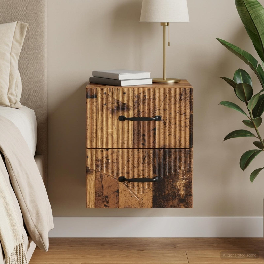 vidaXL Wisząca Szafka Nocna z szufladą Stare drewno 34,5 x 33 x 40 cm