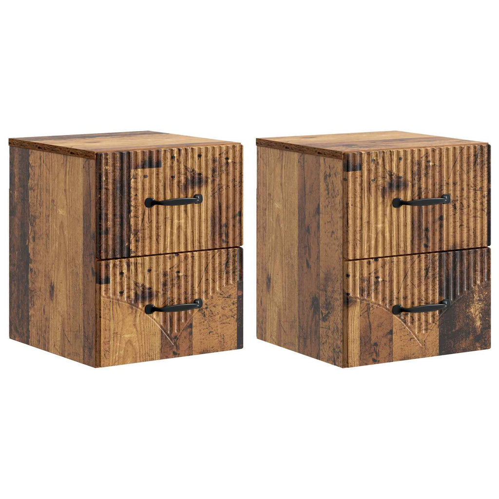 vidaXL Wisząca Szafka Nocna 2 pcs Stare drewno 34,5 x 33 x 40 cm