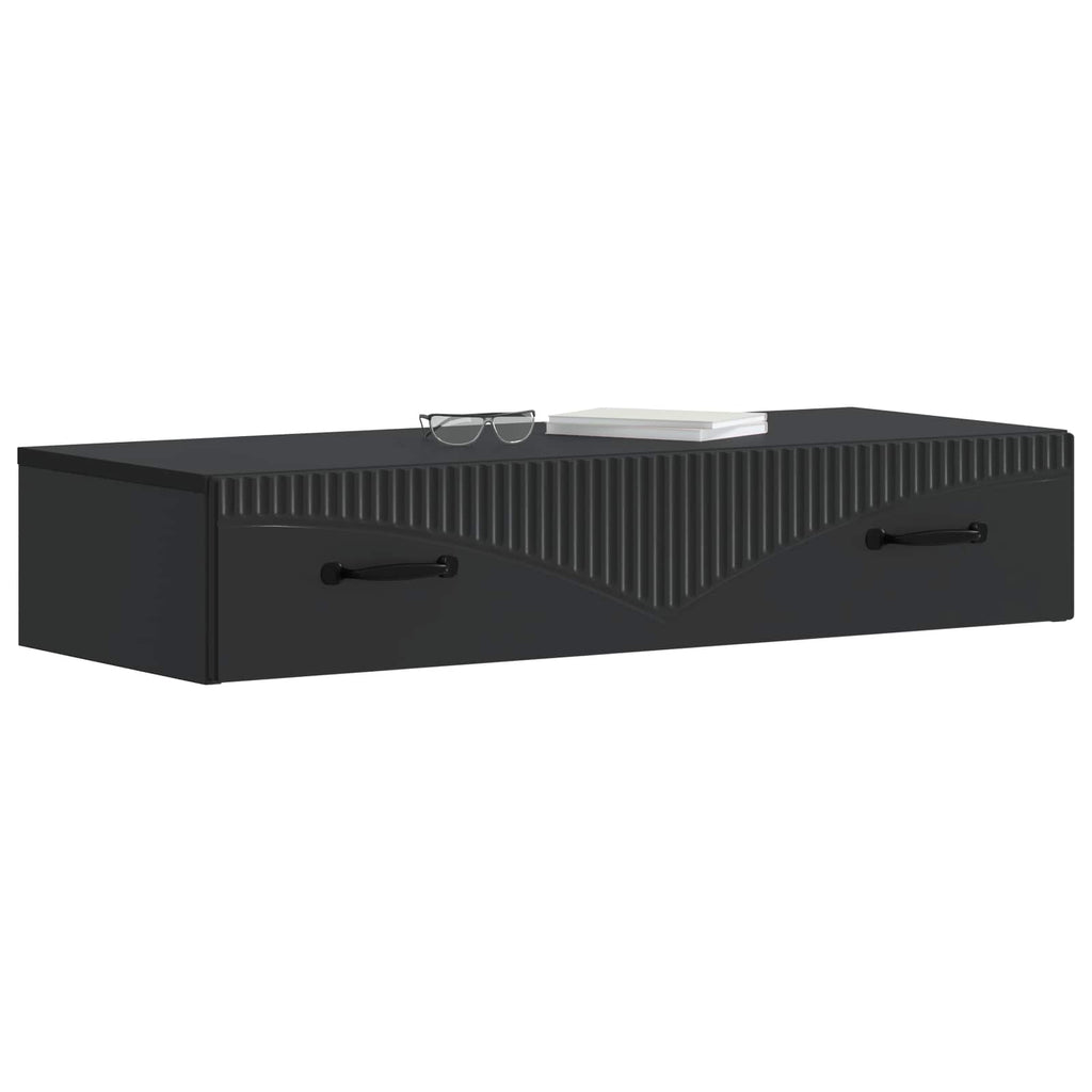 vidaXL Stolik boczny montowany na ścianie Czarny 87,5 x 34,5 x 17 cm