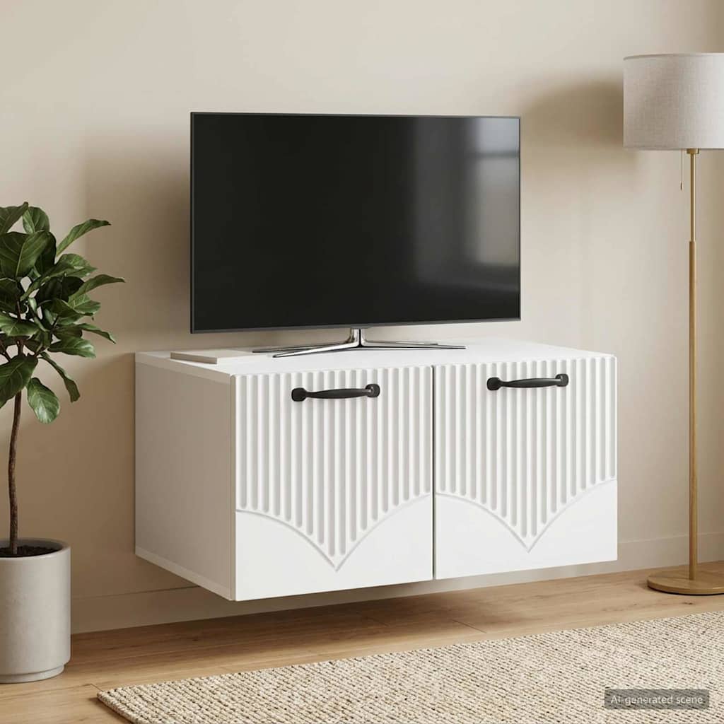 vidaXL Szafka RTV montowana na ścianie Biały 59,5 x 41 x 30 cm