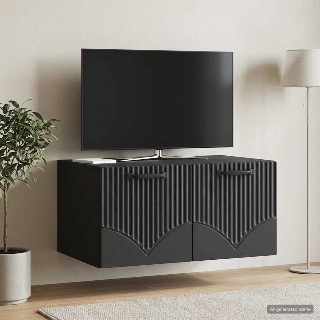 vidaXL Szafka RTV montowana na ścianie Czarny 59,5 x 41 x 30 cm