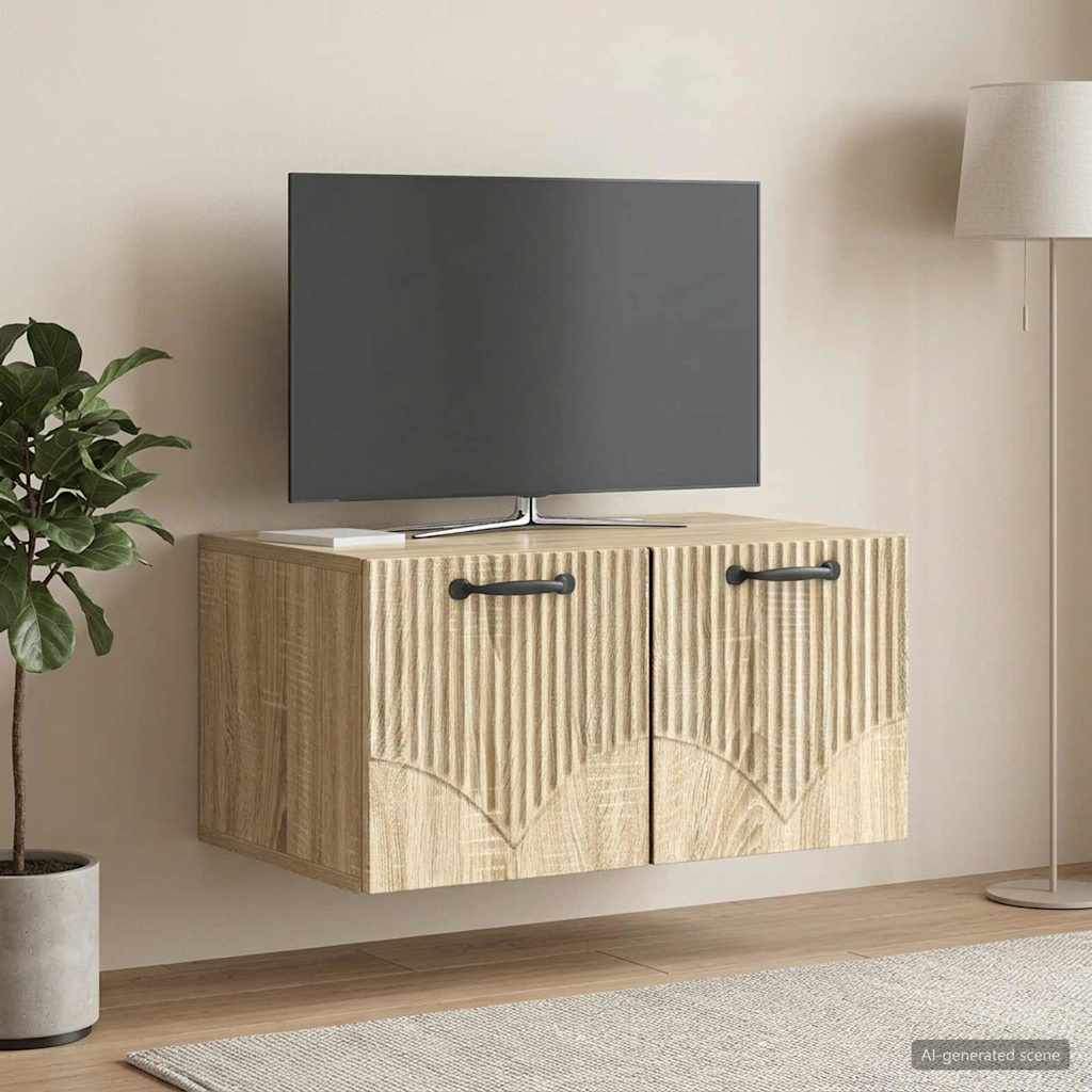vidaXL Szafka RTV montowana na ścianie dąb Sonoma 59,5 x 41 x 30 cm
