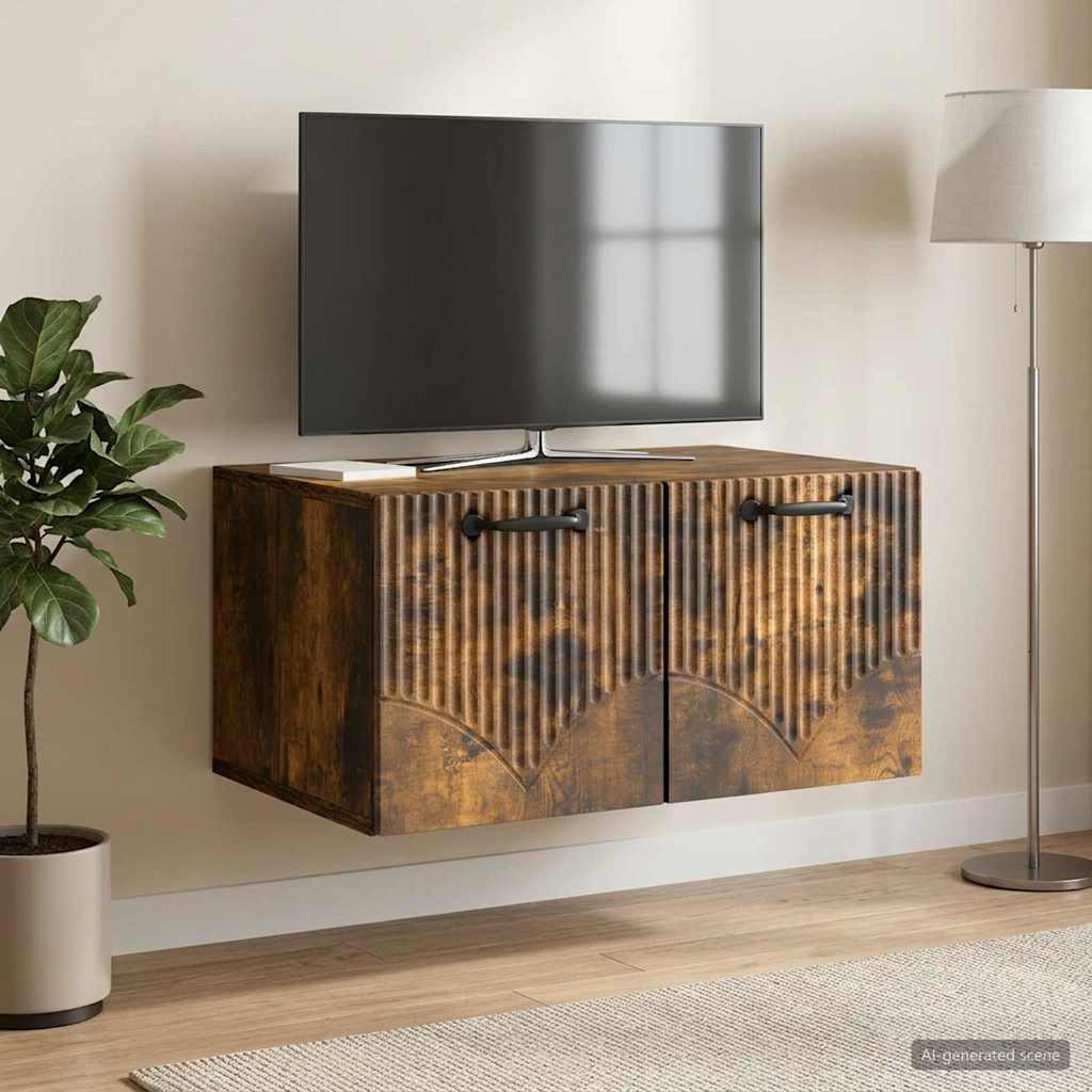 vidaXL Szafka RTV montowana na ścianie Dąb wędzony 59,5 x 41 x 30 cm
