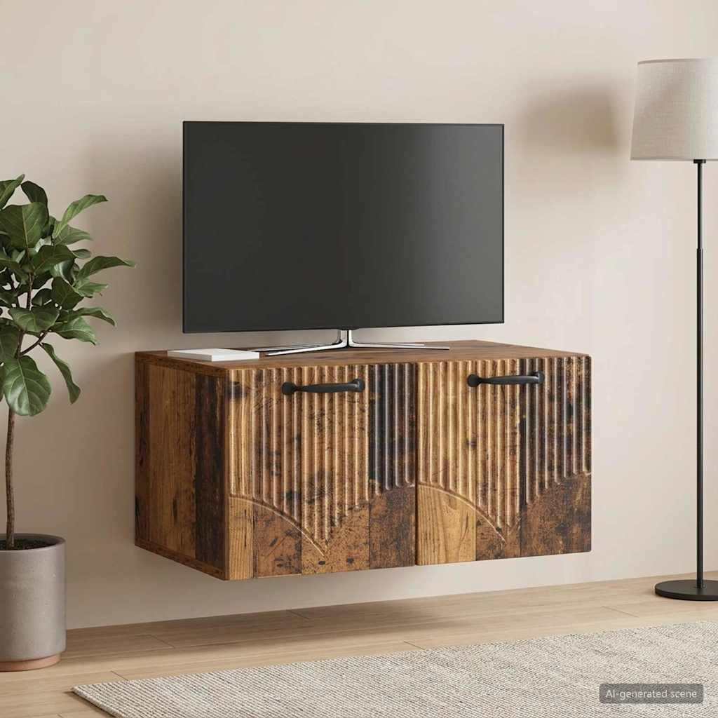 vidaXL Szafka RTV montowana na ścianie Stare drewno 59,5 x 41 x 30 cm