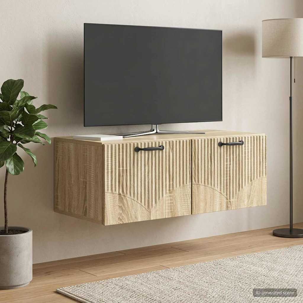 vidaXL Szafka RTV montowana na ścianie dąb Sonoma 78,5 x 41 x 30 cm