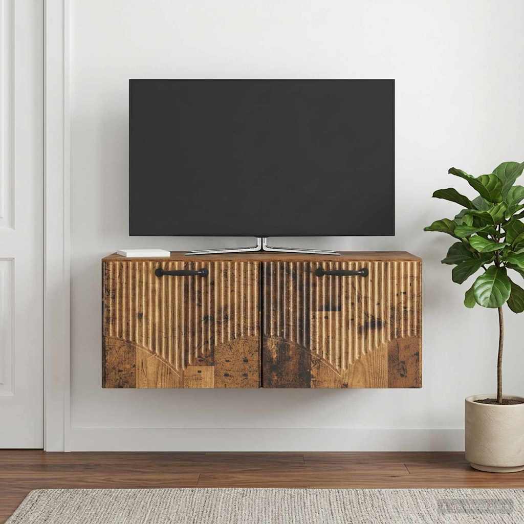 vidaXL Szafka RTV montowana na ścianie Stare drewno 78,5 x 41 x 30 cm