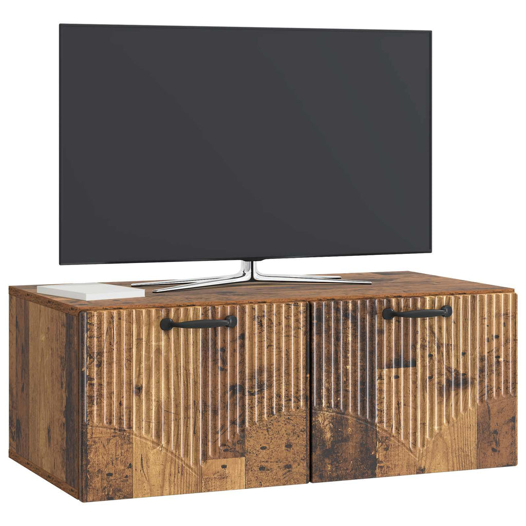 vidaXL Szafka RTV montowana na ścianie Stare drewno 78,5 x 41 x 30 cm