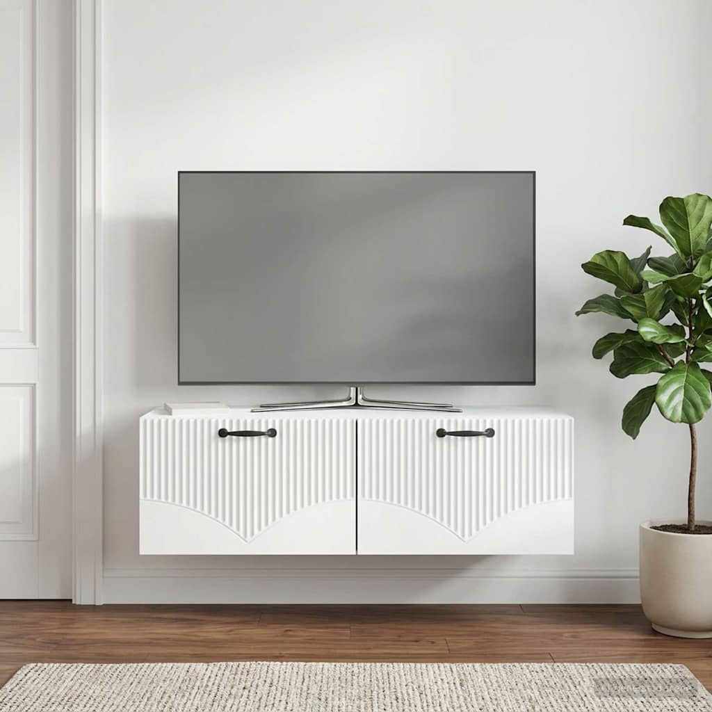 vidaXL Szafka RTV montowana na ścianie Biały 98 x 41 x 30 cm