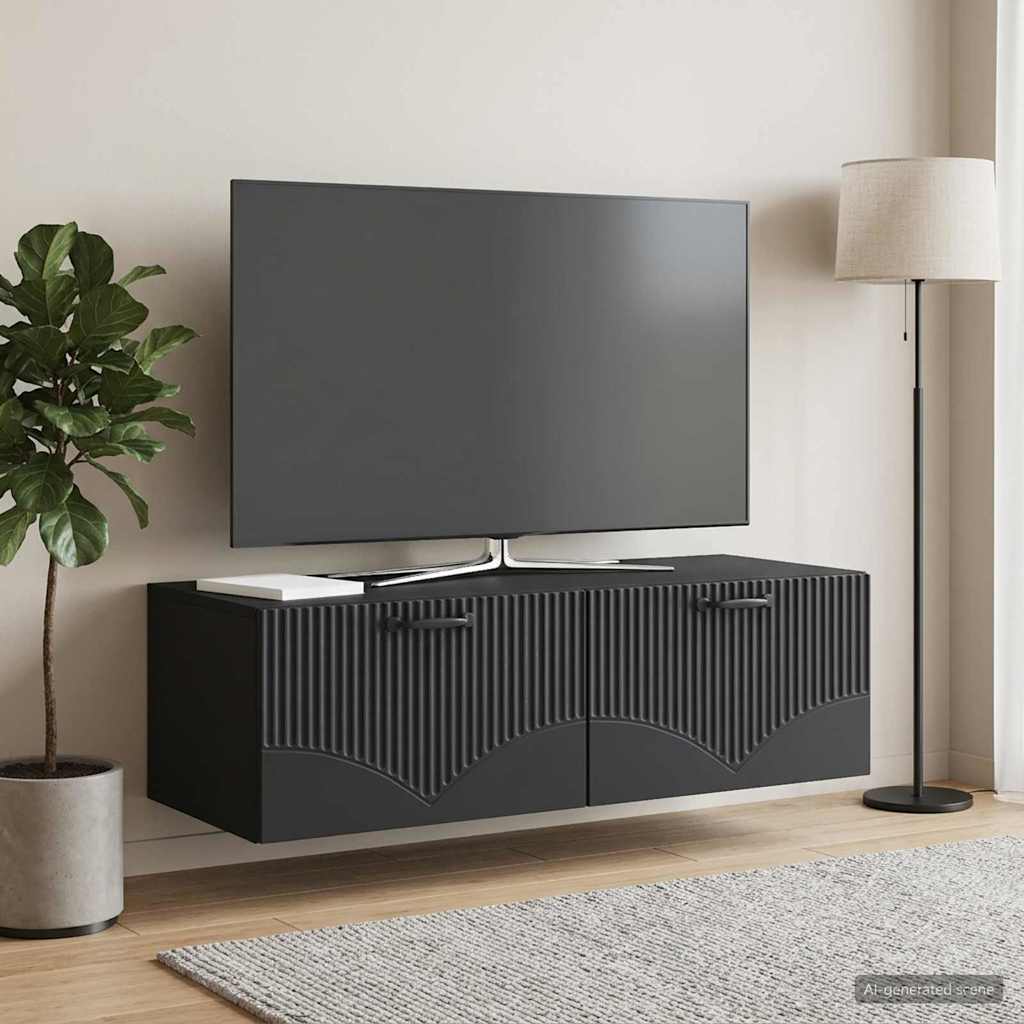 vidaXL Szafka RTV montowana na ścianie Czarny 98 x 41 x 30 cm