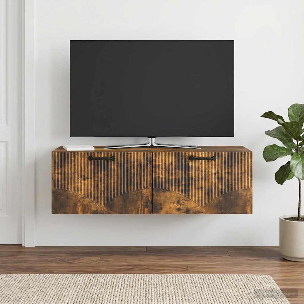 vidaXL Szafka RTV montowana na ścianie Dąb wędzony 98 x 41 x 30 cm