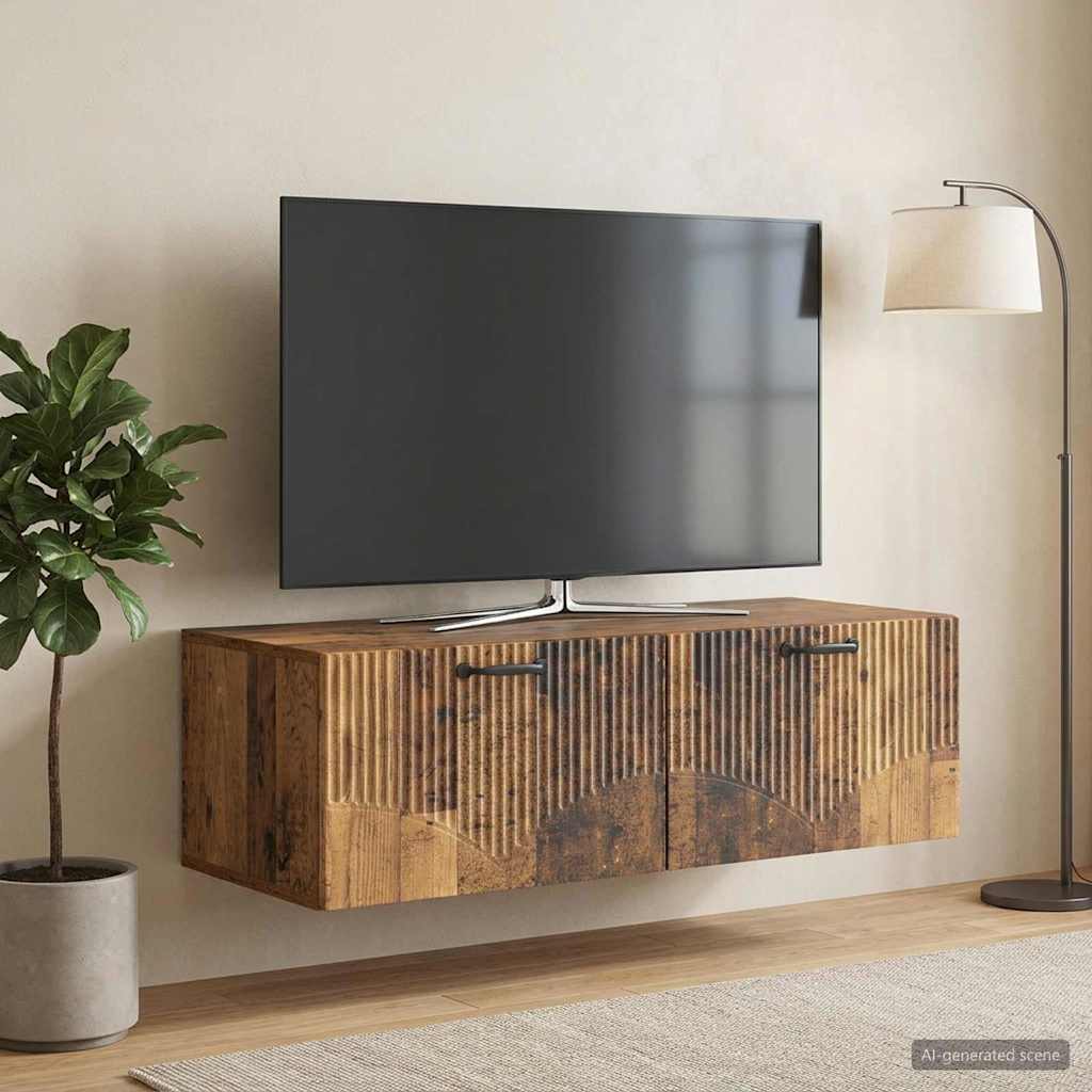 vidaXL Szafka RTV montowana na ścianie Stare drewno 98 x 41 x 30 cm