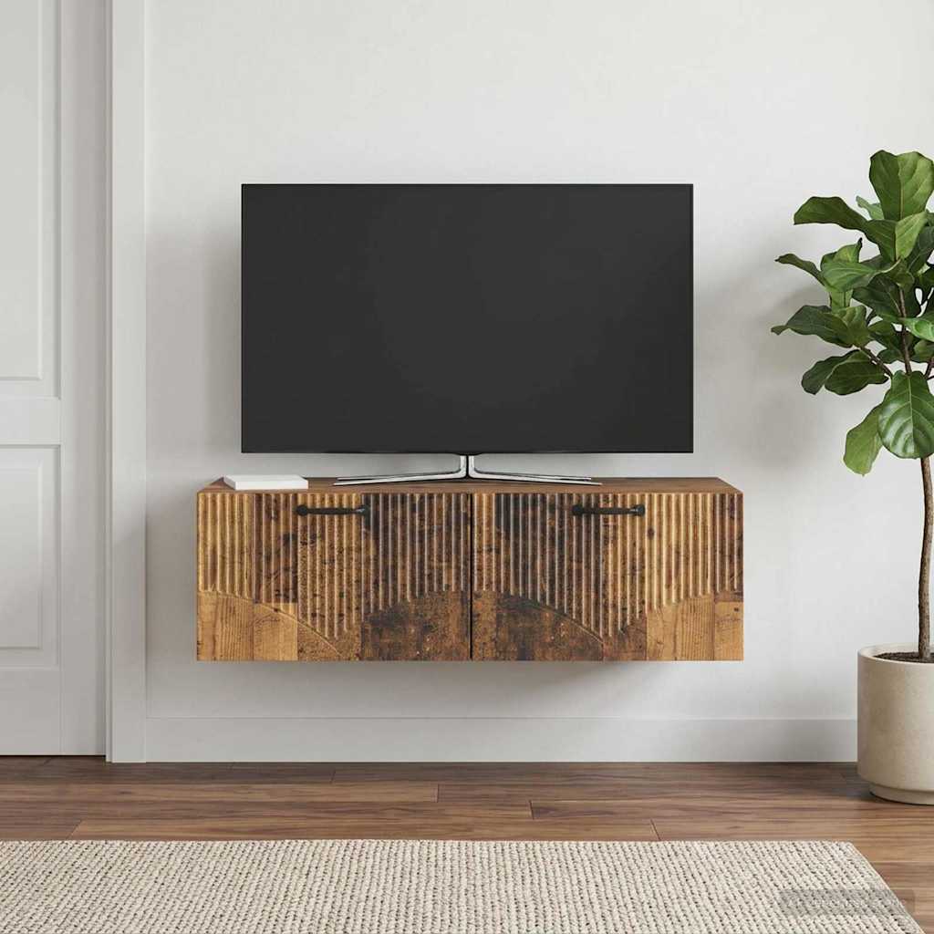 vidaXL Szafka RTV montowana na ścianie Stare drewno 98 x 41 x 30 cm