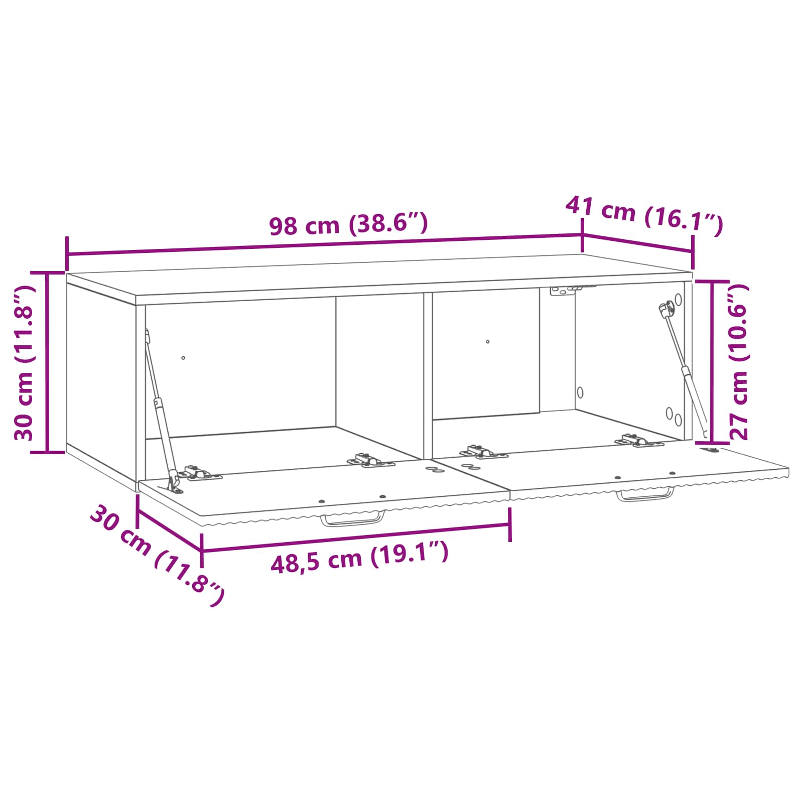 vidaXL Szafka RTV montowana na ścianie Dąb artisan 98 x 41 x 30 cm