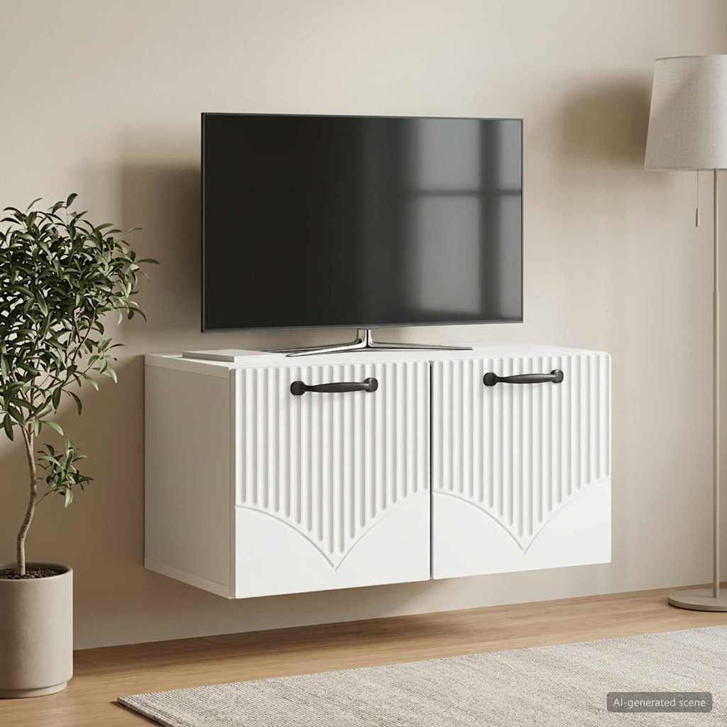 vidaXL Szafka RTV montowana na ścianie Biały 59,5 x 31 x 30 cm