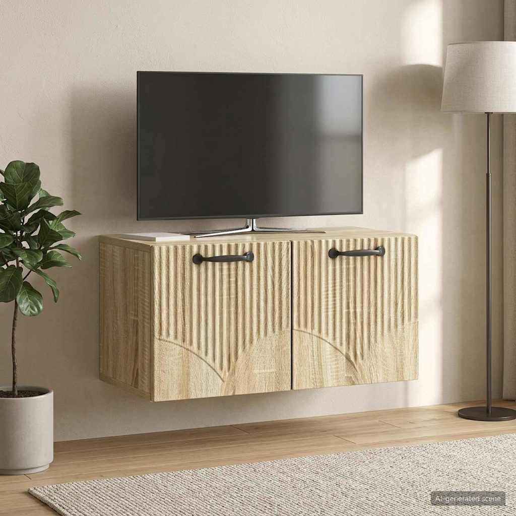 vidaXL Szafka RTV montowana na ścianie dąb Sonoma 59,5 x 31 x 30 cm