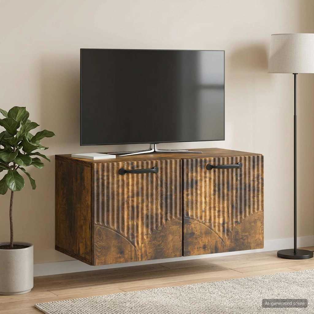 vidaXL Szafka RTV montowana na ścianie Dąb wędzony 59,5 x 31 x 30 cm