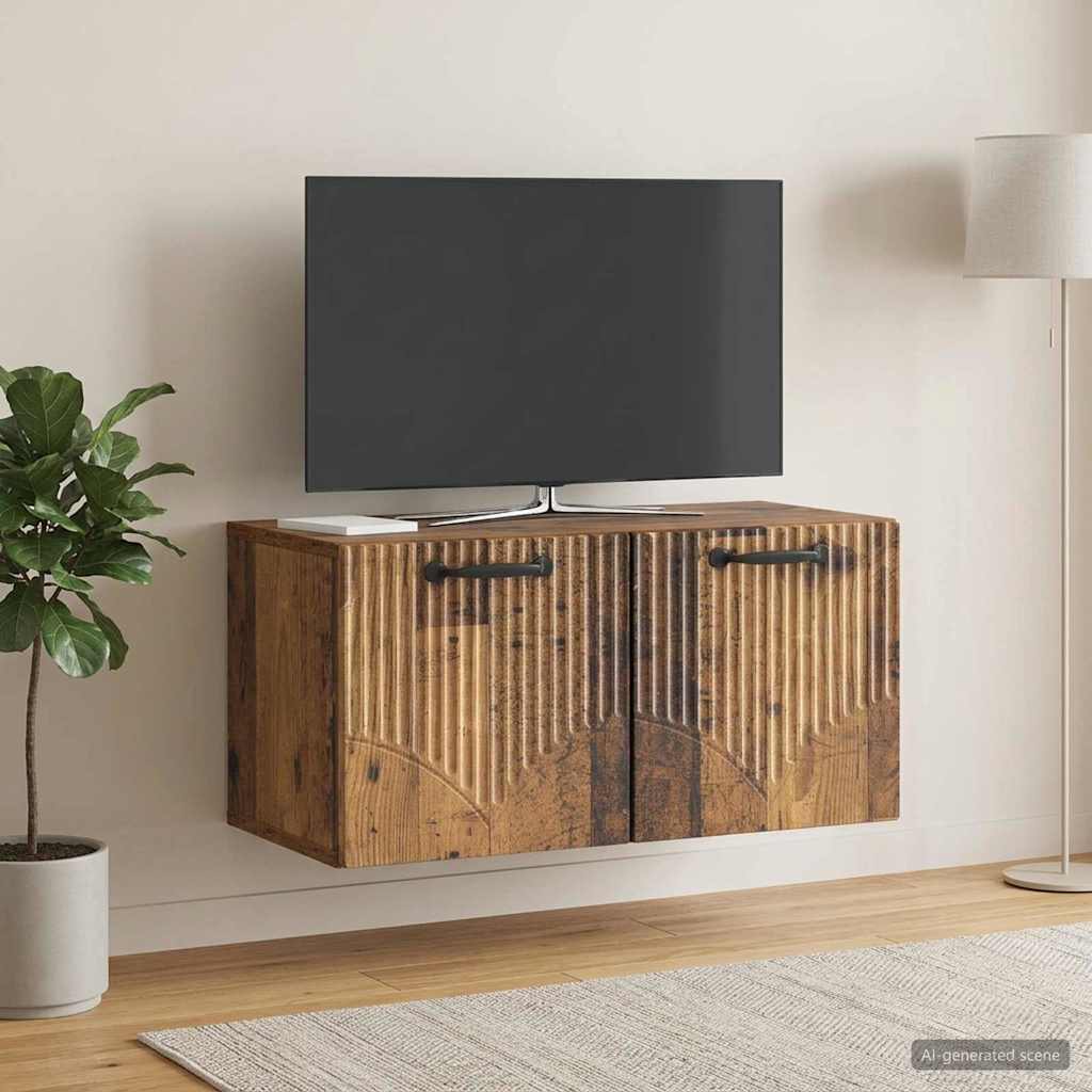 vidaXL Szafka RTV montowana na ścianie Stare drewno 59,5 x 31 x 30 cm
