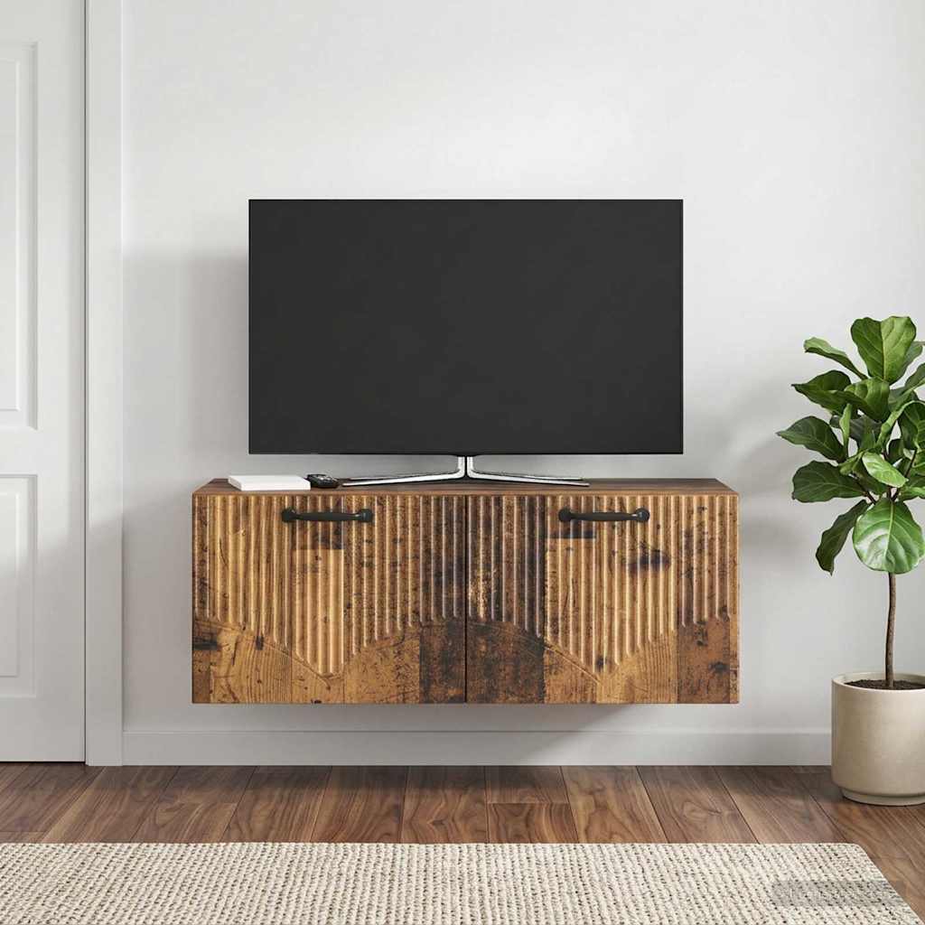vidaXL Szafka RTV montowana na ścianie Stare drewno 78,5 x 31 x 30 cm