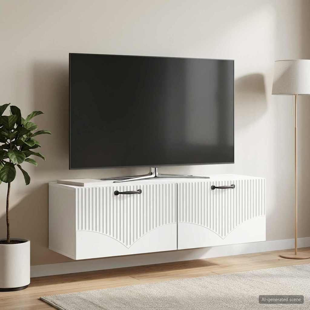 vidaXL Szafka RTV montowana na ścianie Biały 98 x 31 x 30 cm