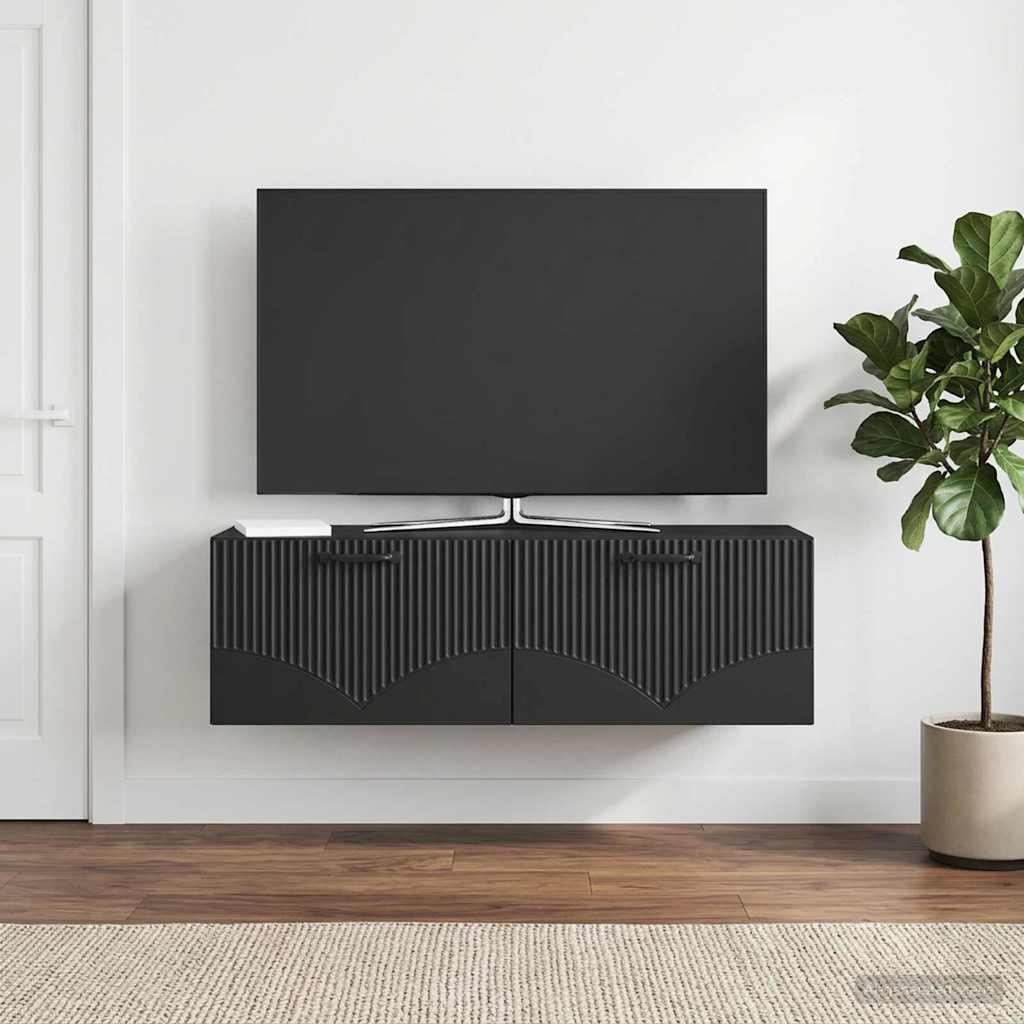 vidaXL Szafka RTV montowana na ścianie Czarny 98 x 31 x 30 cm
