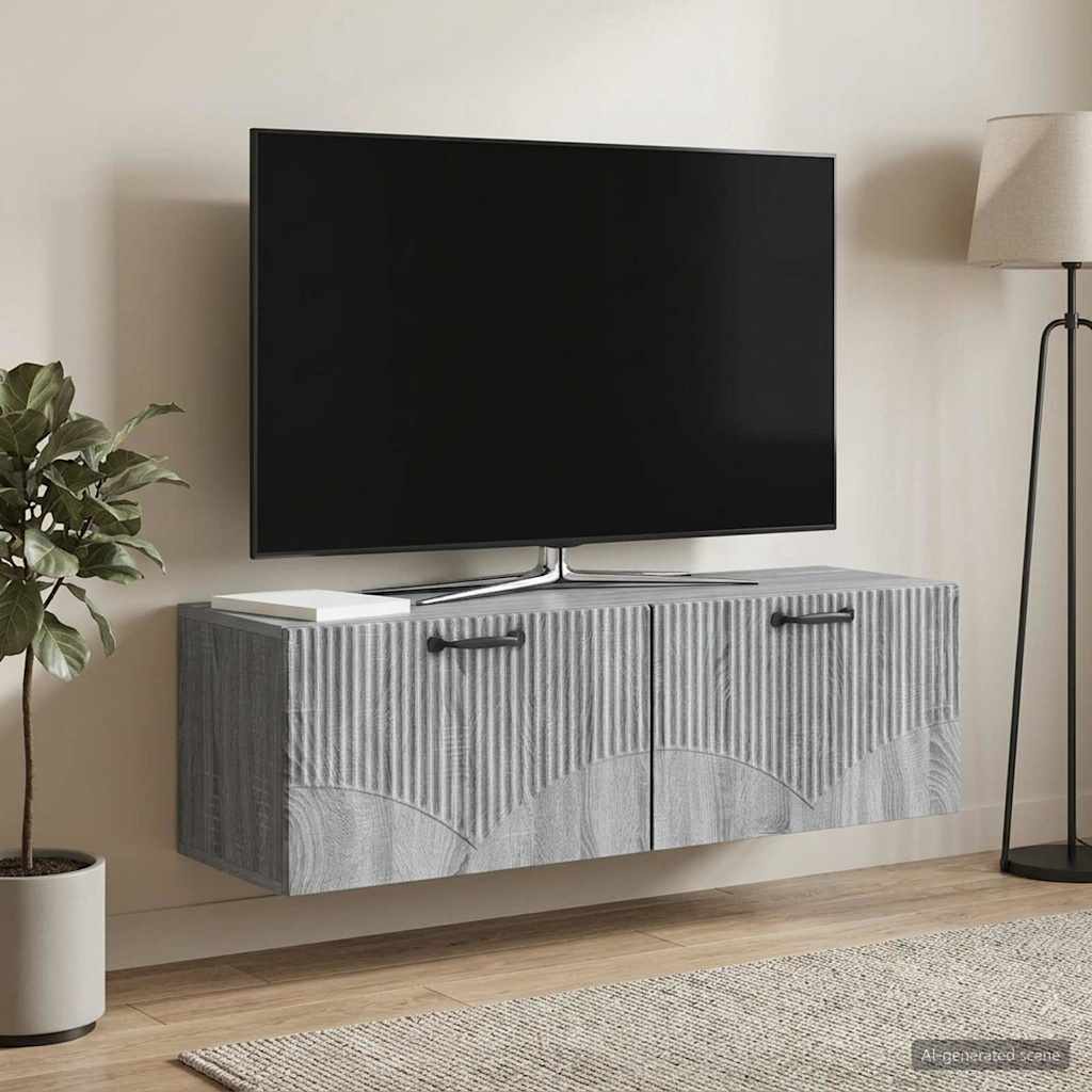 vidaXL Szafka RTV montowana na ścianie Szary Sonoma 98 x 31 x 30 cm