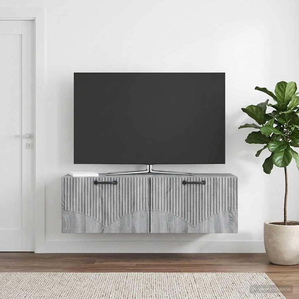 vidaXL Szafka RTV montowana na ścianie Szary Sonoma 98 x 31 x 30 cm