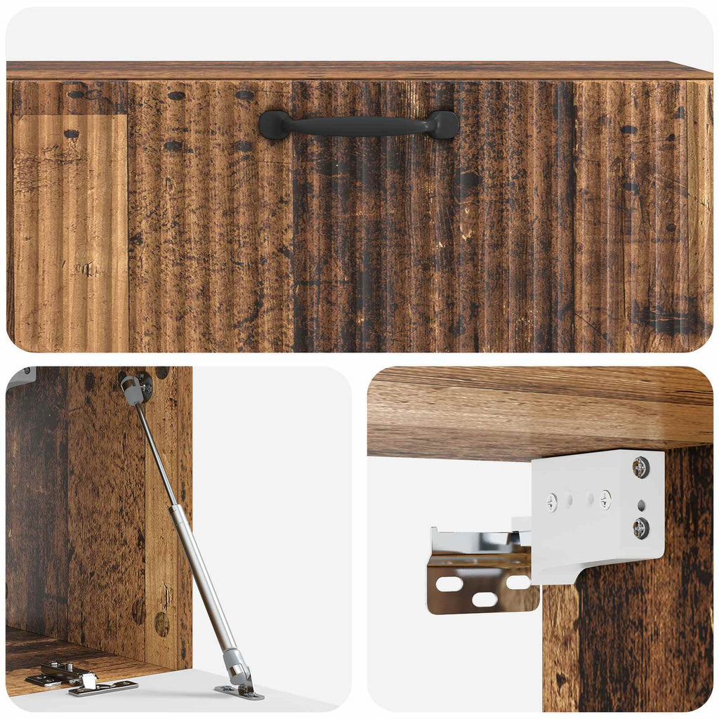 vidaXL Szafka RTV montowana na ścianie Stare drewno 98 x 31 x 30 cm