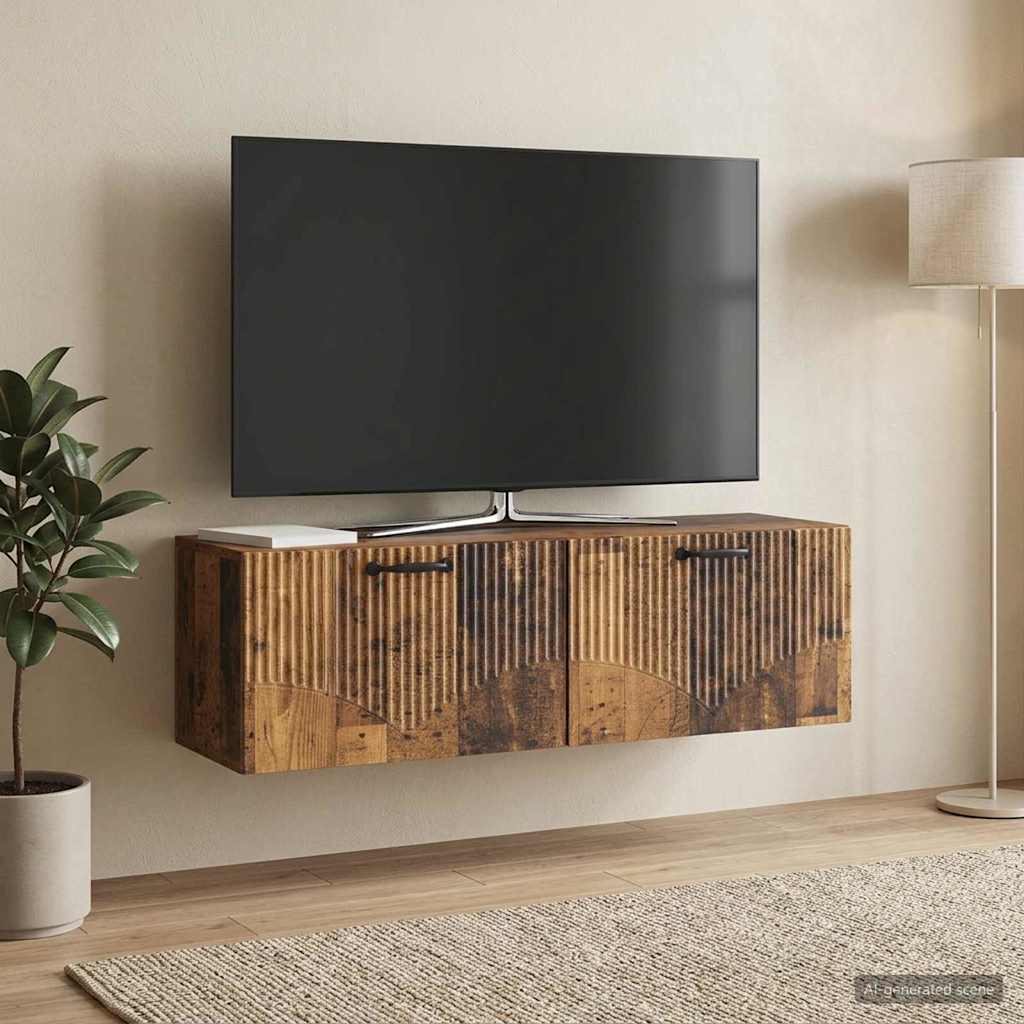 vidaXL Szafka RTV montowana na ścianie Stare drewno 98 x 31 x 30 cm