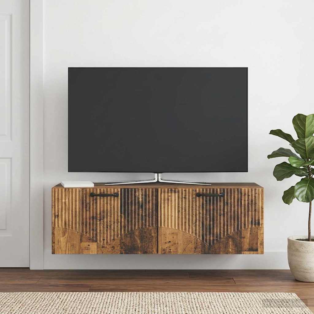 vidaXL Szafka RTV montowana na ścianie Stare drewno 98 x 31 x 30 cm
