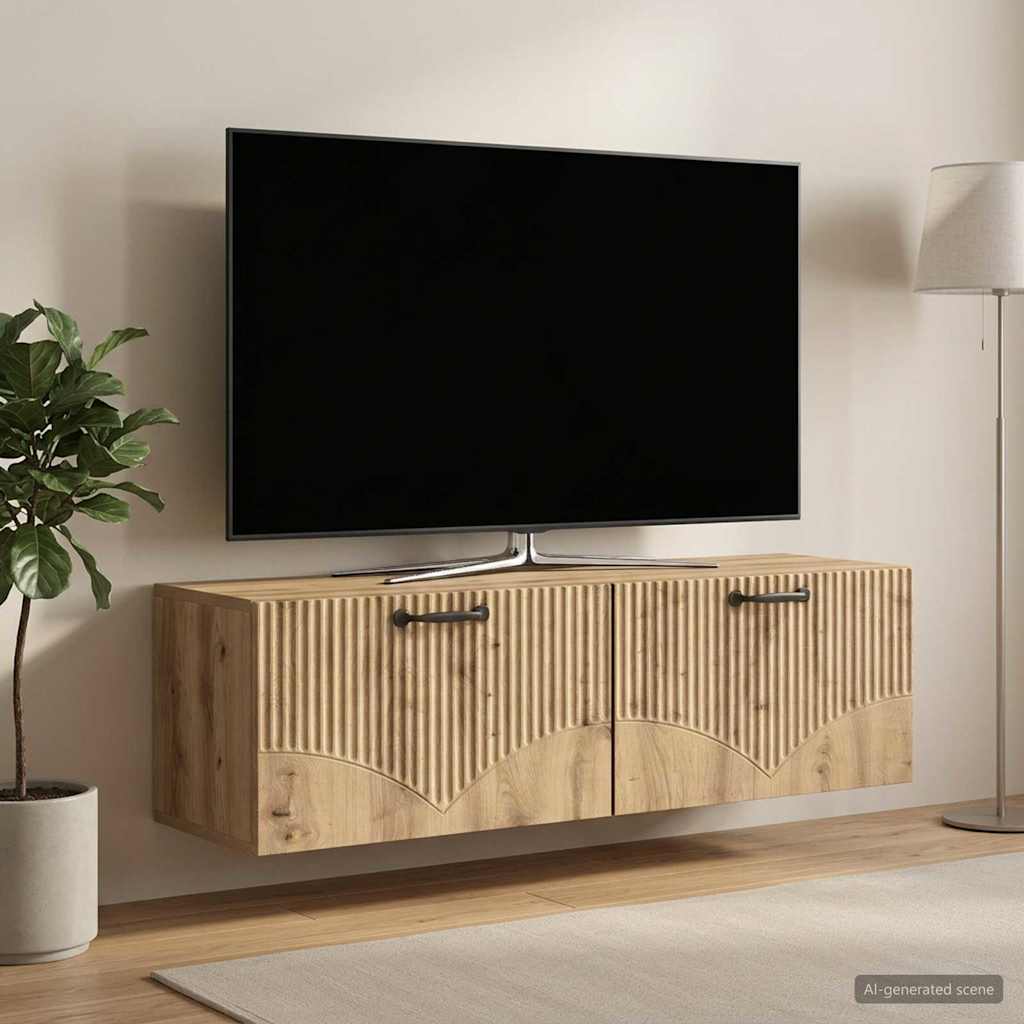 vidaXL Szafka RTV montowana na ścianie 98 x 31 x 30 cm Dąb artisan