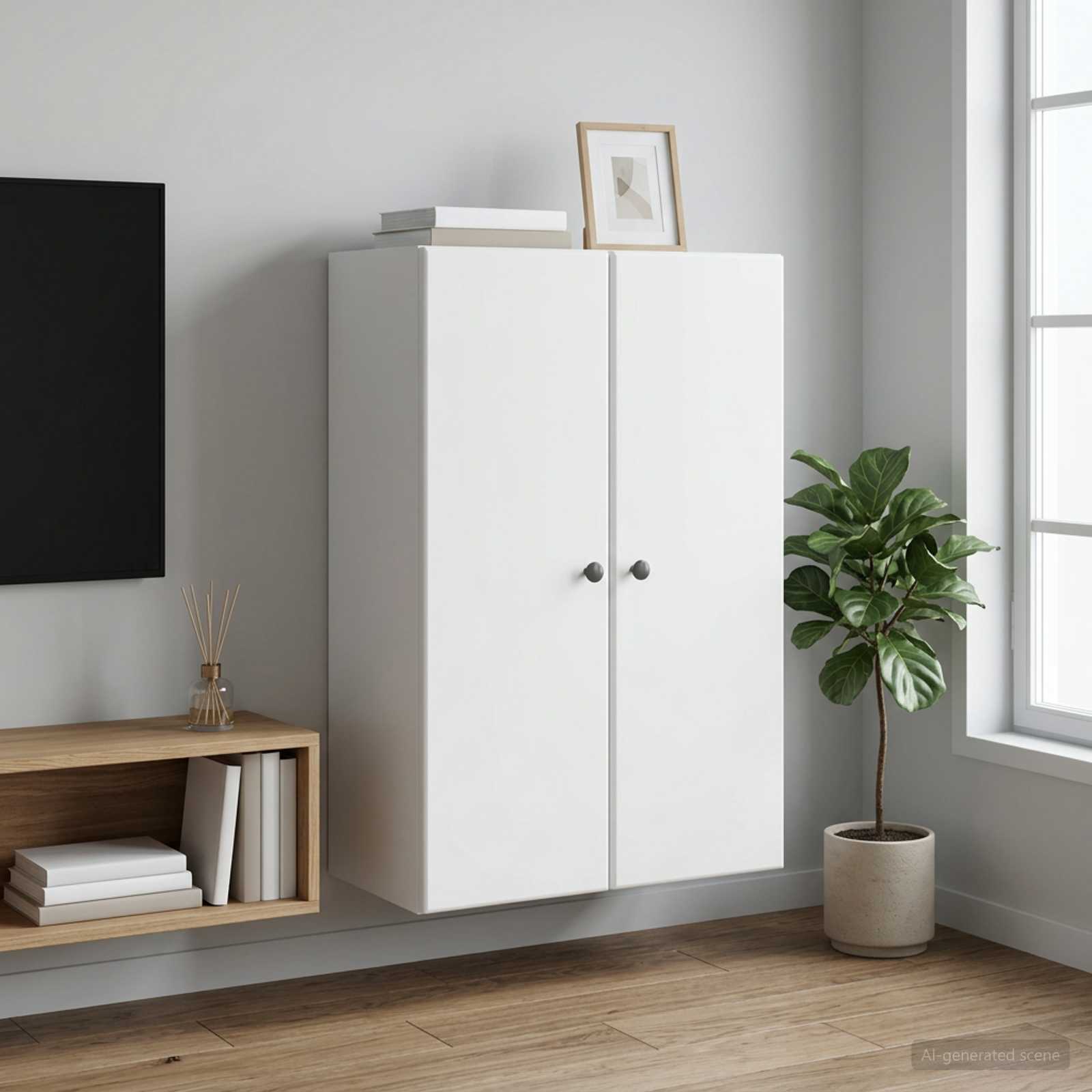 vidaXL Szafka ścienna Biały 66 x 34,5 x 90 cm Drewno inżynieryjne