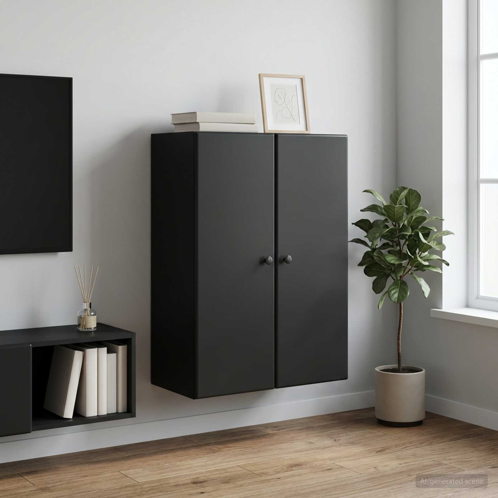vidaXL Szafka ścienna 66 x 34,5 x 90 cm Drewno inżynieryjne Czarny